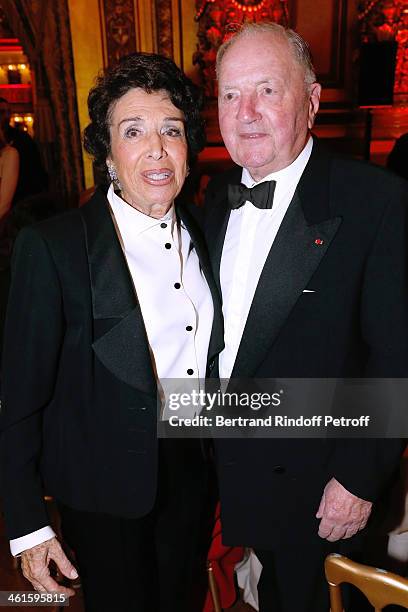 Miss Vergnes and Baron Albert Frere attend Arop Charity Gala with 'Ballet du Theatre Bolchoi'. Held at Opera Garnier on January 9, 2014 in Paris,...