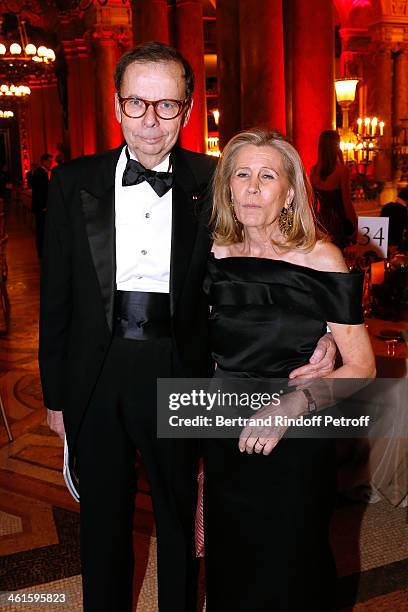 Louis Schweitzer and his wife Agnes Schweitzer attend Arop Charity Gala with 'Ballet du Theatre Bolchoi'. Held at Opera Garnier on January 9, 2014 in...