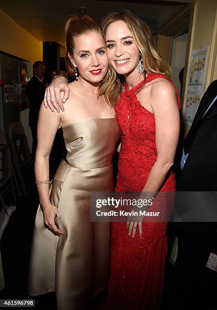 Amy Adams and Emily Blunt attend the 20th annual Critics' Choice Movie Awards at the Hollywood Palladium on January 15, 2015 in Los Angeles,...