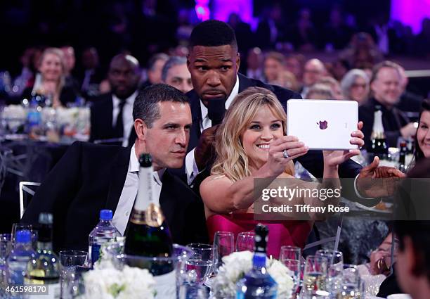 Jim Toth, host Michael Strahan and actress Reese Witherspoon attend the 20th annual Critics' Choice Movie Awards at the Hollywood Palladium on...