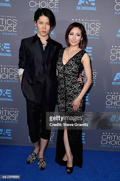Actor Takamasa Ishihara and Melody Ishihara attend the 20th annual Critics' Choice Movie Awards at the Hollywood Palladium on January 15, 2015 in Los...