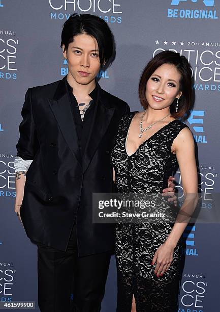 Actor Takamasa Ishihara and Melody Ishihara attend the 20th annual Critics' Choice Movie Awards at the Hollywood Palladium on January 15, 2015 in Los...