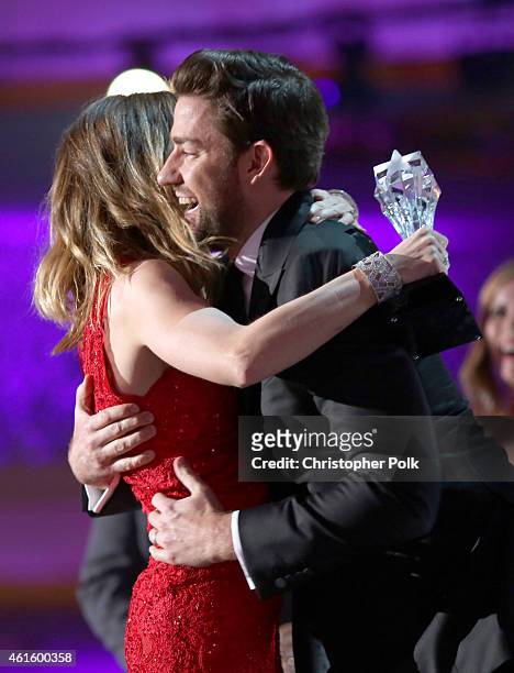 Actress Emily Blunt and actor John Krasinski onstage during the 20th annual Critics' Choice Movie Awards at the Hollywood Palladium on January 15,...