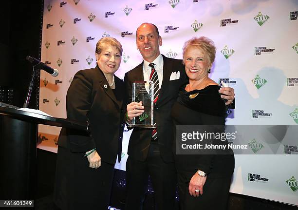 Anna Martin, Peter Engel and Phyllis Bergman attend the 2014 Diamond Empowerment Fund GOOD Awards at 230 Fifth Avenue on January 9, 2014 in New York...