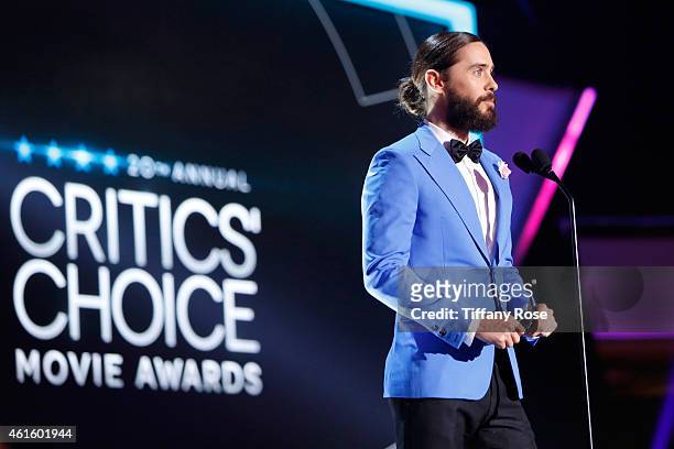 Actor Jared Leto speaks onstage during the 20th annual Critics' Choice Movie Awards at the Hollywood Palladium on January 15, 2015 in Los Angeles,...