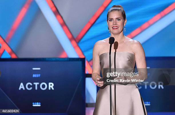 Actress Amy Adams speaks onstage during the 20th annual Critics' Choice Movie Awards at the Hollywood Palladium on January 15, 2015 in Los Angeles,...