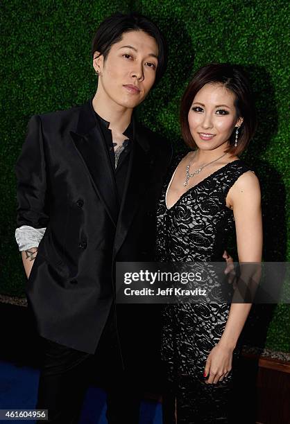 Actor Takamasa Ishihara and Melody Ishihara attend the 20th annual Critics' Choice Movie Awards at the Hollywood Palladium on January 15, 2015 in Los...