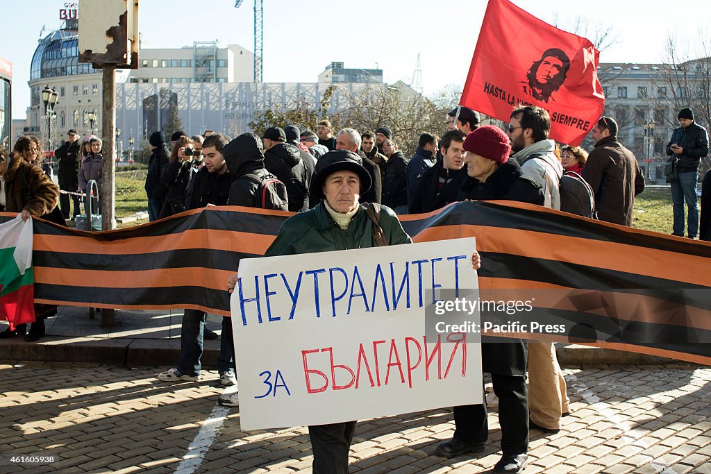 Protesters gather and stage demonstration against the visit...