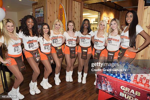 Hooters girls attend Hooters Manhattan VIP Press Party at Hooters Manhattan on January 15, 2015 in New York City.