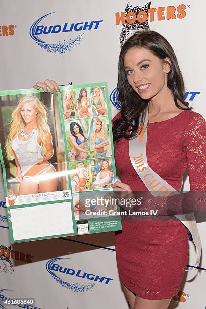 Hooters Calendar girl Nicole Ciglar attends Hooters Manhattan VIP Press Party at Hooters Manhattan on January 15, 2015 in New York City.
