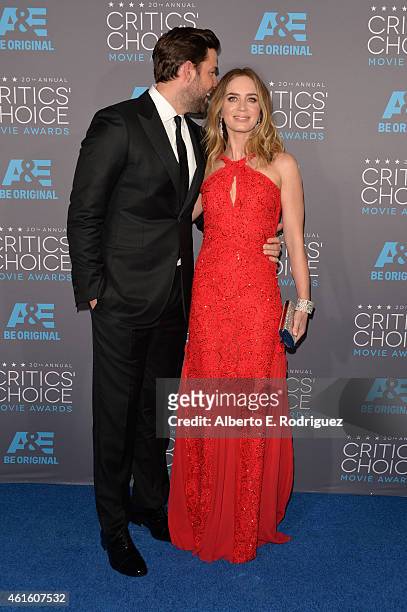 Actors John Krasinski and Emily Blunt attend the 20th annual Critics' Choice Movie Awards at the Hollywood Palladium on January 15, 2015 in Los...