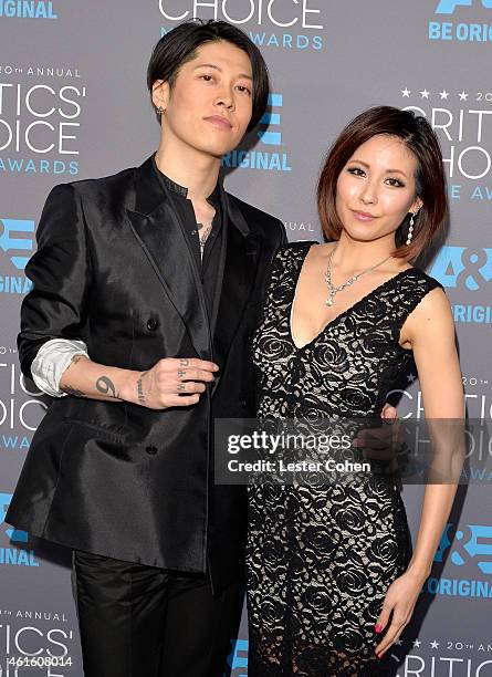 Actor Takamasa Ishihara and Melody Ishihara attend the 20th annual Critics' Choice Movie Awards at the Hollywood Palladium on January 15, 2015 in Los...