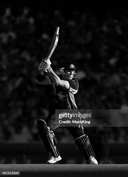 David Warner of Australia bats during the One Day International series match between Australia and England at Sydney Cricket Ground on January 16,...