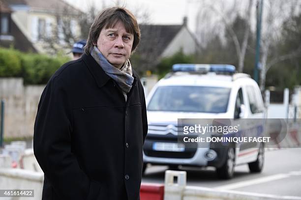 French former CGT union General secretary Bernard Thibault arrives for the funeral of French cartoonist and Charlie Hebdo editor Stephane "Charb"...