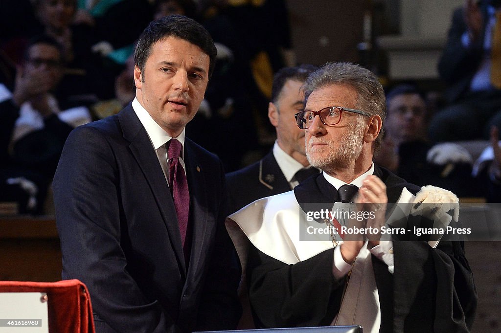 Italian Prime Minister Matteo Renzi Visits Bologna