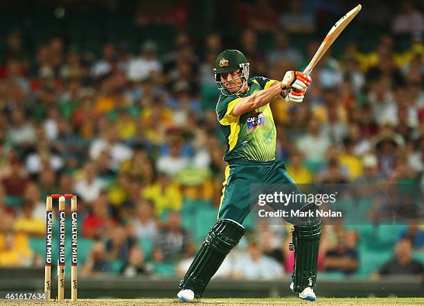 Brad Haddin of Australia bats during the One Day International series match between Australia and England at Sydney Cricket Ground on January 16,...