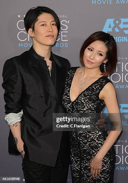 Actor Takamasa Ishihara and Melody Ishihara arrive to The 20th Annual Critics' Choice Movie Awards at Hollywood Palladium on January 15, 2015 in Los...