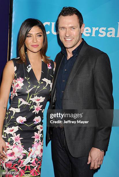 Actress Jessica Szohr and actor Jason O'Mara attend the NBCUniversal 2015 Press Tour at the Langham Huntington Hotel on January 15, 2015 in Pasadena,...