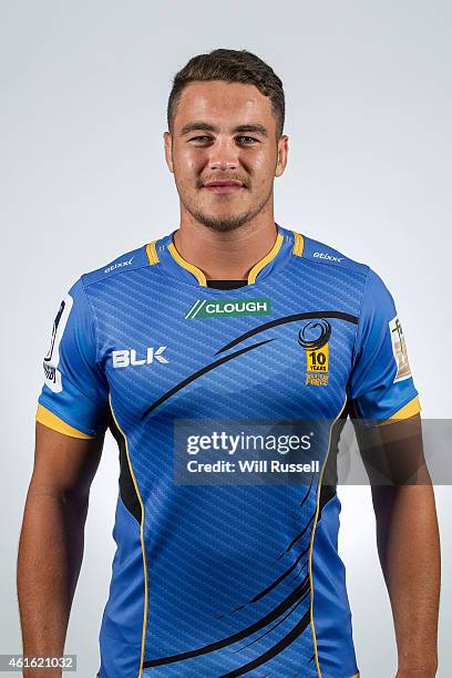 Kane Koteka poses during the Western Force Super Rugby headshots session at WA Offices on January 16, 2015 in Perth, Australia.
