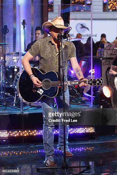 Jason Aldean performs live on "Good Morning America," 1/9/14, airing on the Walt Disney Television via Getty Images Television Network. JASON ALDEAN