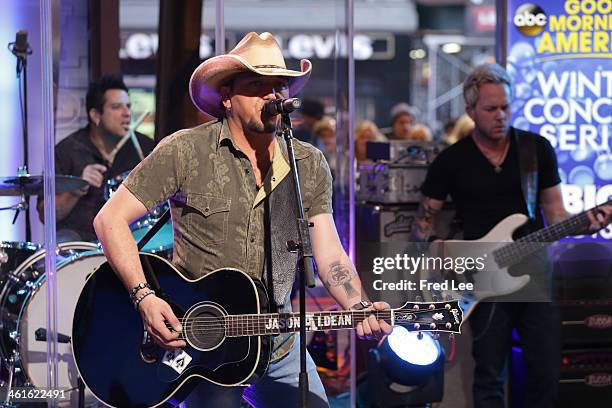 Jason Aldean performs live on "Good Morning America," 1/9/14, airing on the Walt Disney Television via Getty Images Television Network. JASON ALDEAN