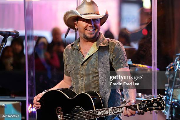 Jason Aldean performs live on "Good Morning America," 1/9/14, airing on the Walt Disney Television via Getty Images Television Network. JASON ALDEAN