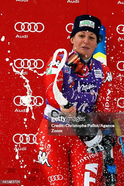 Elena Fanchini of Italy takes 1st place during the Audi FIS Alpine Ski World Cup Women's Downhill on January 16, 2015 in Cortina d'Ampezzo, Italy.