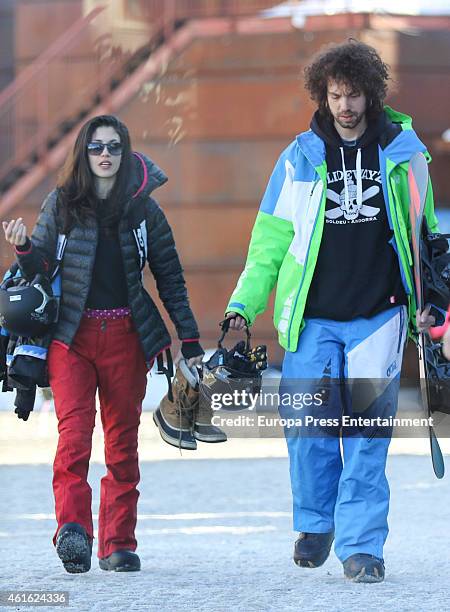 Juan Ibanez and Nerea Barros are seen on January 03, 2015 in Baqueira Beret, Spain.