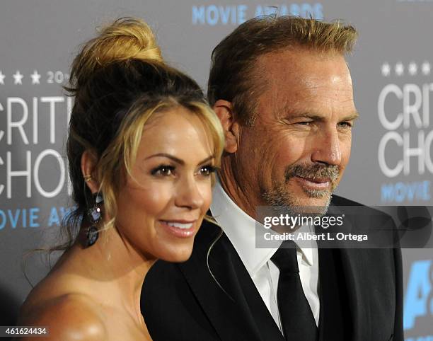 Christine Baumgartner and husband actor Kevin Costner arrives for The 20th Annual Critics' Choice Movie Awards held at Hollywood Palladium on January...