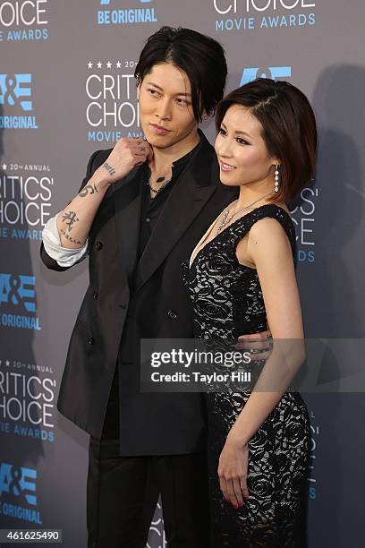 Miyavi and Melody Ishihara attend the 20th annual Critics' Choice Movie Awards at the Hollywood Palladium on January 15, 2015 in Los Angeles,...