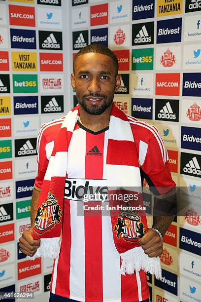 Jermain Defoe pictured at the Academy of Light after signing for Sunderland AFC on January 15, 2015 in Sunderland, England.