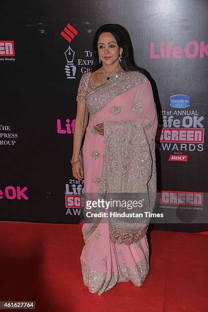 Bollywood actor and BJP MP Hema Malini during the 21st Annual Life OK Screen Awards on January 14, 2015 in Mumbai, India.