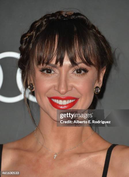 Professional dancer Karina Smirnoff arrives to Audi Celebrates Golden Globes Weekend at Cecconi's Restaurant on January 9, 2014 in Los Angeles,...