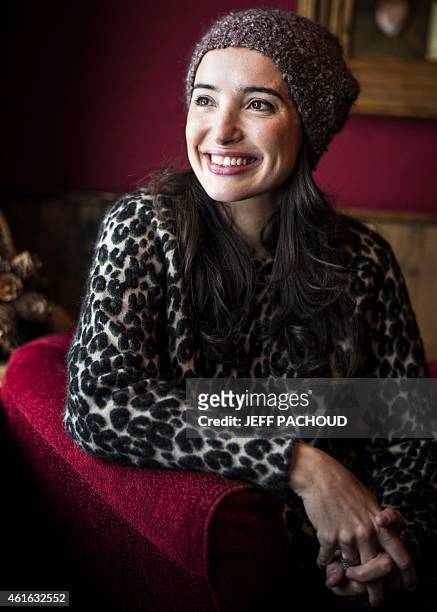 French actress Isabelle Vitari poses on January 16, 2015 during the 18th Comedy film festival in L'Alpe d'Huez. AFP PHOTO / JEFF PACHOUD