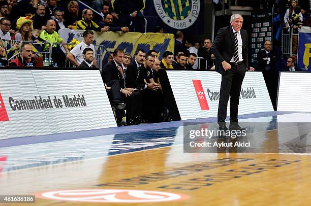 Zeljko Obradovic, Head Coach of Fenerbahce Ulker Istanbul in action during the Euroleague Basketball Top 16 Date 3 game between - Turkish Airlines...