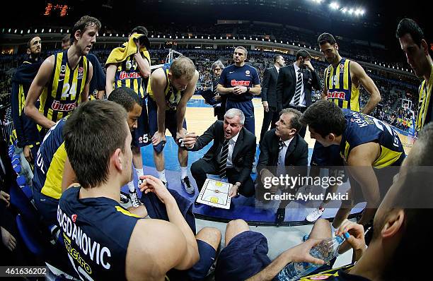 Zeljko Obradovic, Head Coach of Fenerbahce Ulker Istanbul in action during the Euroleague Basketball Top 16 Date 3 game between - Turkish Airlines...