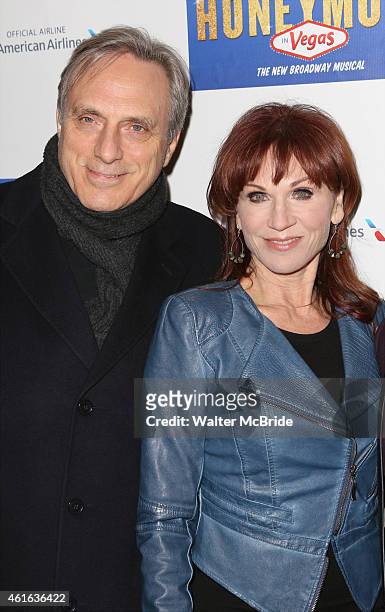 Michael Brown and wife Marilu Henner attend the Broadway Opening Night Performance of 'Honeymoon in Vegas' at the Nederlander Theatre on January 15,...