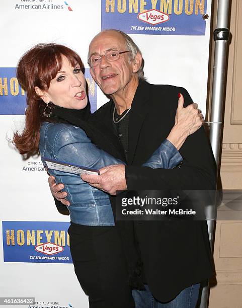 Marilu Henner and Christopher Lloyd attend the Broadway Opening Night Performance of 'Honeymoon in Vegas' at the Nederlander Theatre on January 15,...