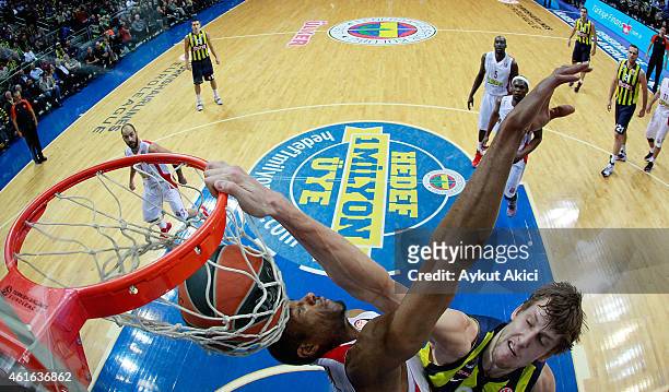 Jan Vesely, #24 of Fenerbahce Ulker Istanbul in action during the Euroleague Basketball Top 16 Date 3 game between - Turkish Airlines Euroleague Top...