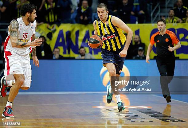 Nemanja Bjelica, #8 of Fenerbahce Ulker Istanbul in action during the Euroleague Basketball Top 16 Date 3 game between - Turkish Airlines Euroleague...