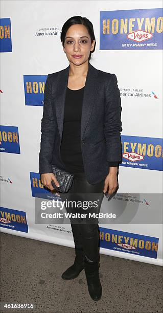 Archie Panjabi attends the Broadway Opening Night Performance of 'Honeymoon in Vegas' at the Nederlander Theatre on January 15, 2014 in New York City.