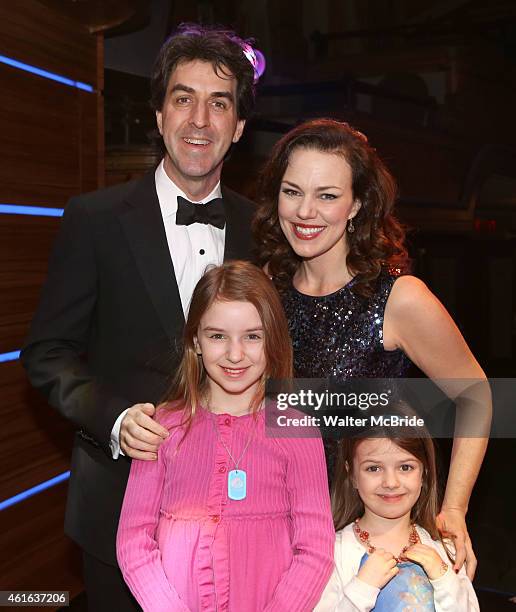 Jason Robert Brown and wife Georgia Stitt with family attend the Broadway Opening Night Performance Gypsy Robe Ceremony honoring Katie Webber for...