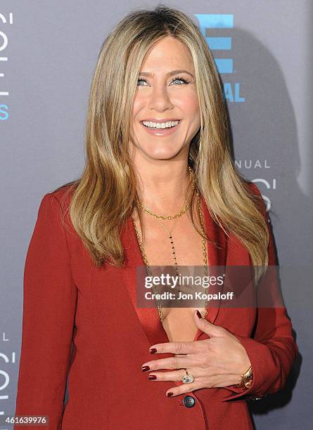 Actress Jennifer Aniston arrives at the 20th Annual Critics' Choice Movie Awards at Hollywood Palladium on January 15, 2015 in Los Angeles,...