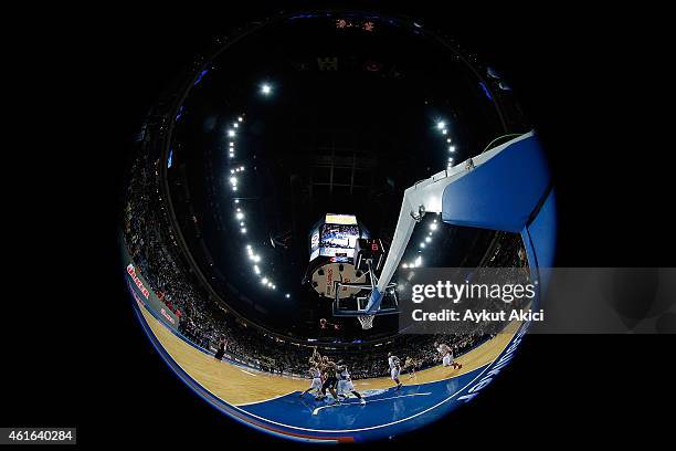 Semih Erden, #9 of Fenerbahce Ulker Istanbul in action during the Euroleague Basketball Top 16 Date 3 game between - Turkish Airlines Euroleague Top...