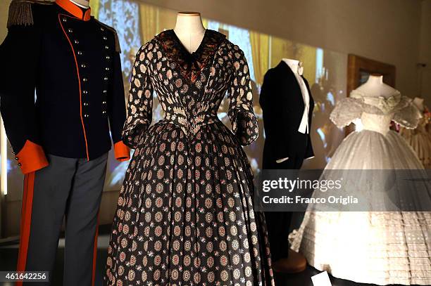 Dresses by Italian costume designer Piero Tosi worn by Burt Lancaster, Alain Delon and Claudia Cardinale for the movie 'The Leopard' by Luchino...