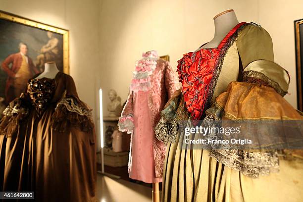 Dresses by Italian costume designer Danilo Donati for the movie 'Fellini's Casanova' by Federico Fellini are shown during the 'I Vestiti Dei Sogni'...