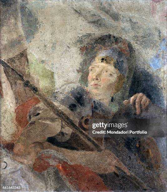 Figure of a Roman Warrior, Figure of Lancer, by Gianbattista Tiepolo 18th Century, torn fresco. Italy, Lombardy, Milan, Castello Sforzesco, Civic...