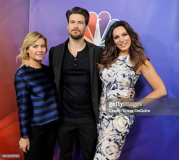 Actors Elisha Cuthbert, Nick Zano and Kelly Brook arrive at day 2 of the NBCUniversal 2015 Press Tour at The Langham Huntington Hotel and Spa on...
