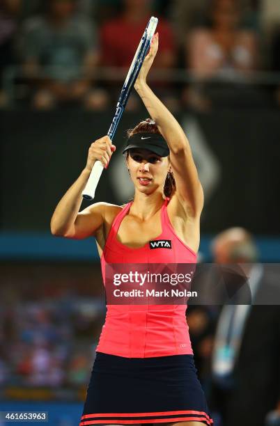 Tsvetana Pironkova of Bulgaria celebrates winning the championship point in the Womens Singles Final match against Angelique Kerber of Germany during...