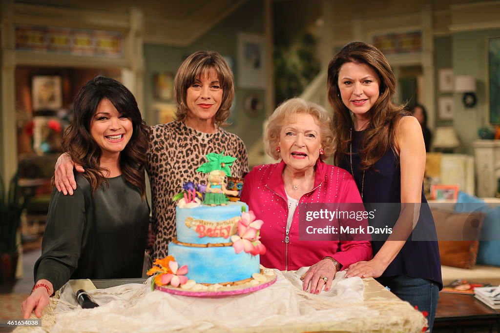 Betty White Celebrates 93rd Birthday On The Set Of "Hot in Cleveland"